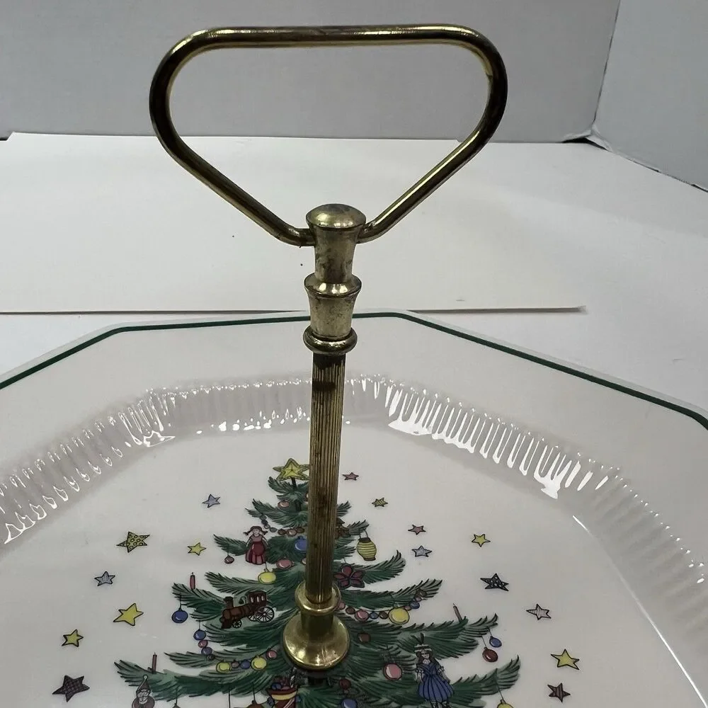 Nikko Christmastime Handled Tray Serving Christmas China EUC With Box Holiday